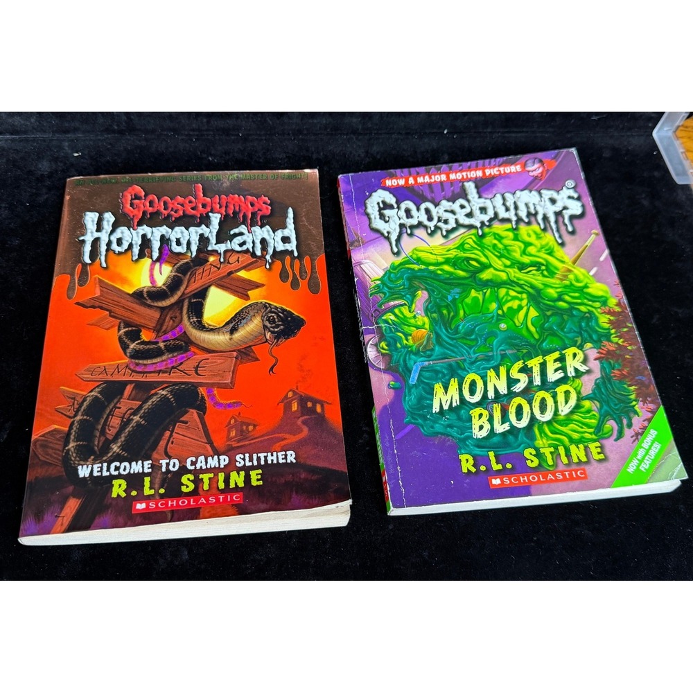 Goosebumps R.L. Stine Book Lot: Monster Blood & HorrorLand Welcome Camp Slither